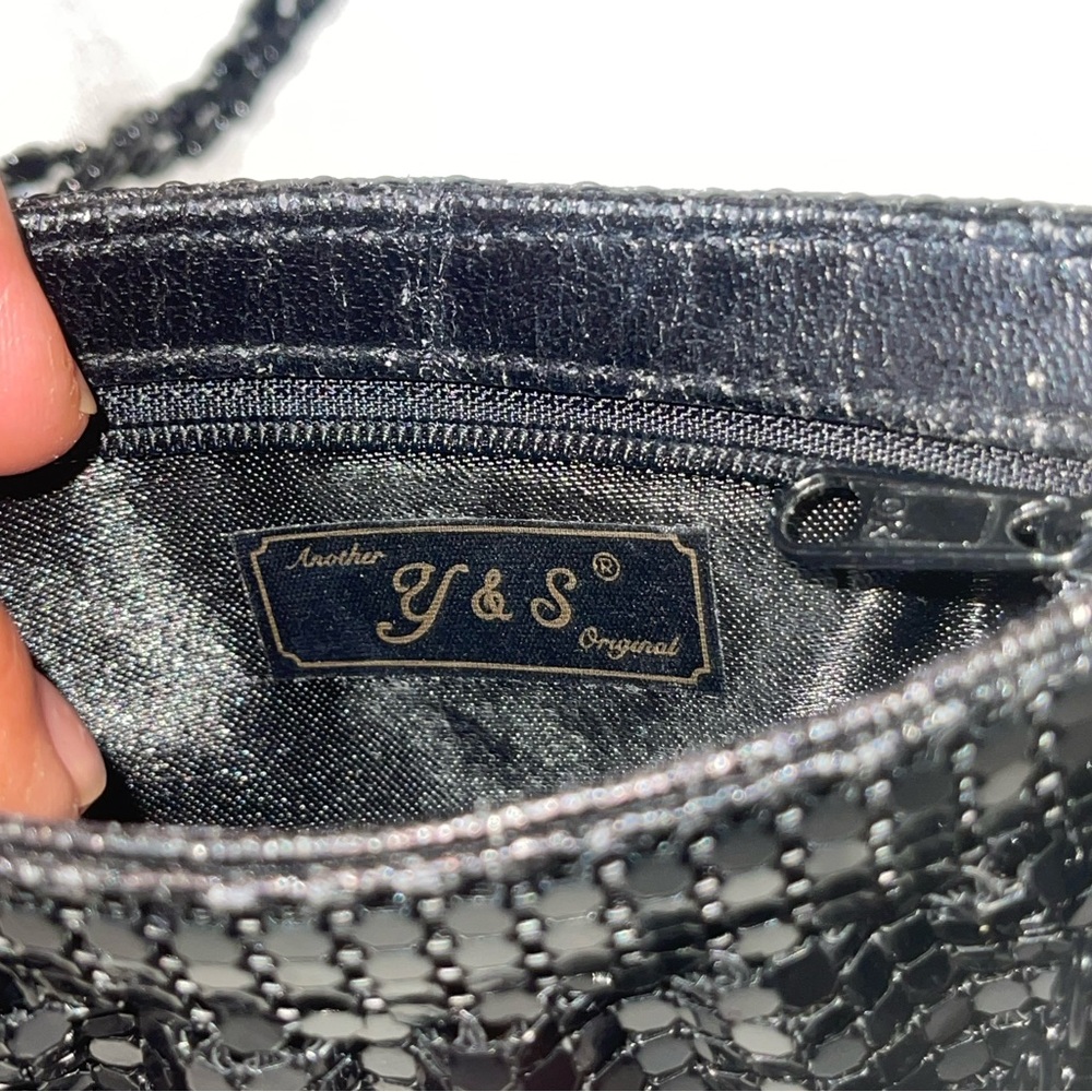 Vintage Black Mesh Evening Bag with Chain Strap by Y & S - Picture 5 of 9